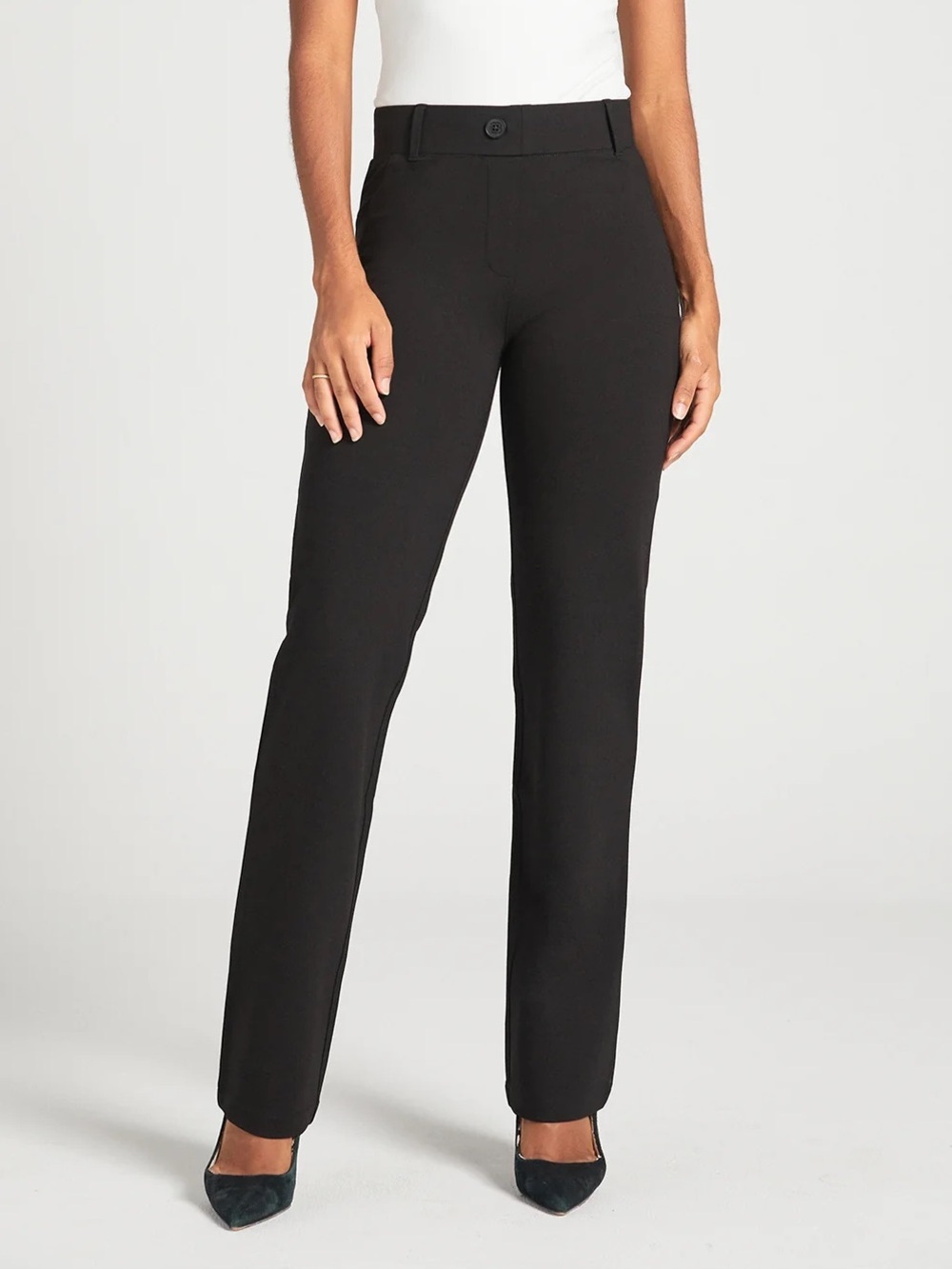 Betabrand Straight Leg Dress Pant Yoga Pant in Black Size M